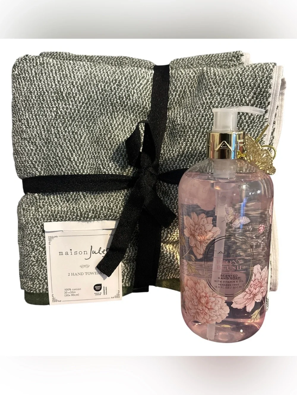 Maison Jules Hand Towels with Scented Hand Soap Bundle
